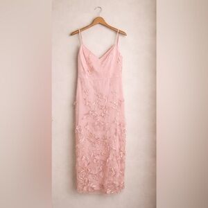 Lulu's Blush Pink Floral Midi Dress